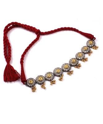 Gold plated floral adorable choker thread necklace 2