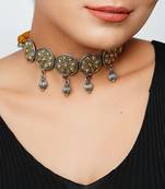 Gold plated silver floral necklace with earrings