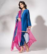 Electric blue pure chanderi lace embroidered kurta set