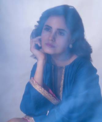 Electric blue pure chanderi lace embroidered kurta set 2