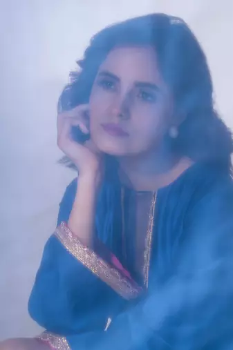 Electric blue pure chanderi lace embroidered kurta set