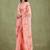 Peach Hand Painted Mukaish Chiffon Saree