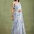 Grey Hand Painted Mukaish Chiffon Saree