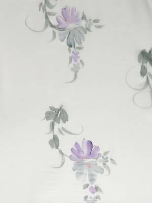 Grey Hand Painted Floral Chiffon Saree 5
