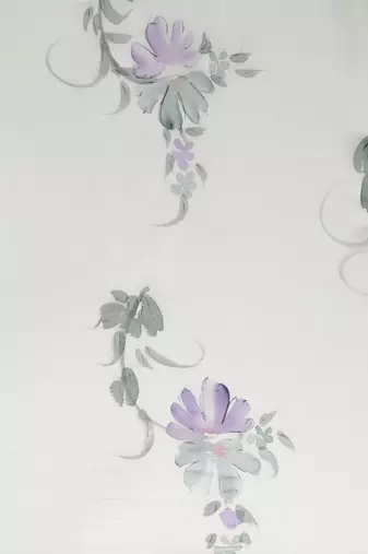 Grey Hand Painted Floral Chiffon Saree