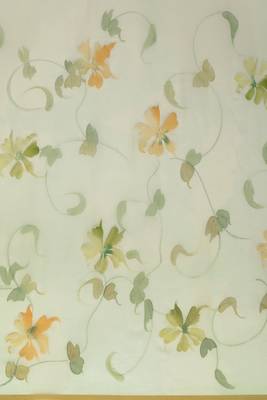 Green Floral Hand painted Chiffon Saree 4
