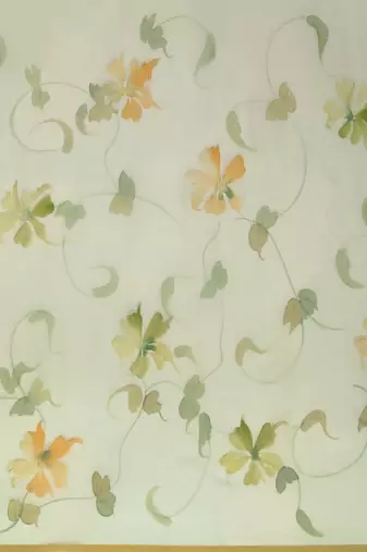 Green Floral Hand painted Chiffon Saree