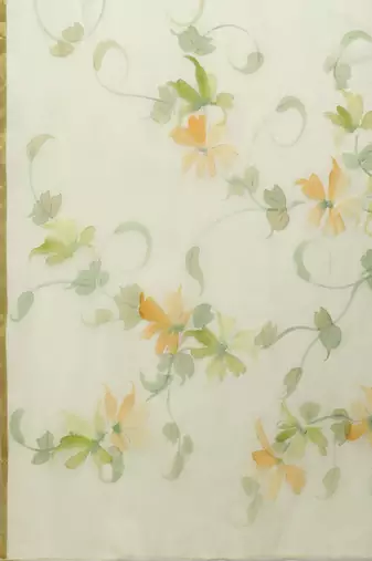 Green Floral Hand painted Chiffon Saree