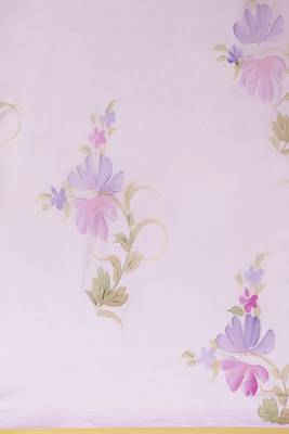Purple Hand Painted Floral Chiffon Saree 5