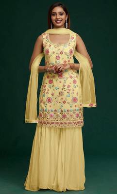 Yellow Color Embroidered Georgette Salwar Kameez 1
