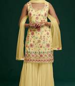 Yellow Color Embroidered Georgette Salwar Kameez