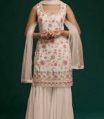 Light Peach Color Embroidered Georgette Salwar Kameez