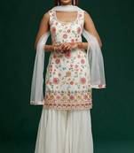 White Color Embroidered Georgette Salwar Kameez