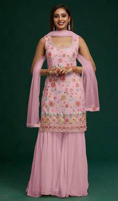 Pink Color Embroidered Georgette Salwar Kameez 1