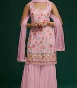 Pink Color Embroidered Georgette Salwar Kameez