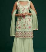 Light Green Color Embroidered Georgette Salwar Kameez