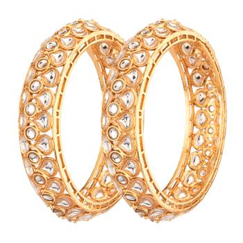  gold-plated adorned with kundan 2 piece kada bangle set 1