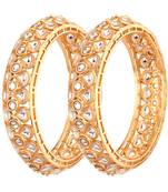  gold-plated adorned with kundan 2 piece kada bangle set