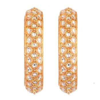  gold-plated adorned with kundan 2 piece kada bangle set 3