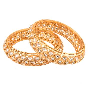  gold-plated adorned with kundan 2 piece kada bangle set 4