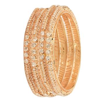 9blings gold-plated cz stone bangles - set of 4 1