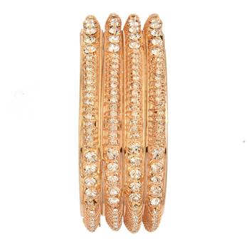9blings gold-plated cz stone bangles - set of 4 3