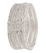 9blings dazzling allure: silver-plated cz stone bangles - set of 4