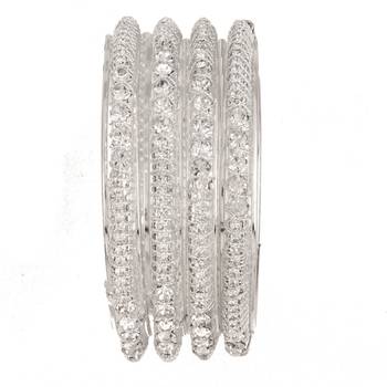9blings dazzling allure: silver-plated cz stone bangles - set of 4 3