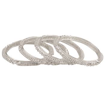 9blings dazzling allure: silver-plated cz stone bangles - set of 4 4