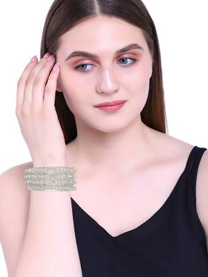 9blings dazzling allure: silver-plated cz stone bangles - set of 4 5