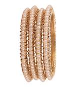 9blings pearlescent opulence: gold-plated pearl-adorned bangles - set of 4