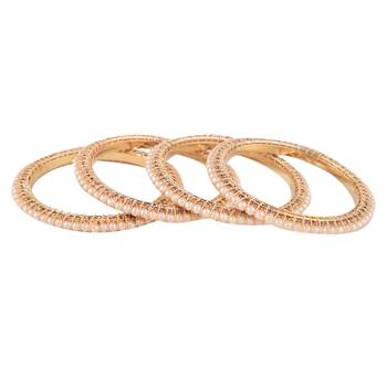 9blings pearlescent opulence: gold-plated pearl-adorned bangles - set of 4 4