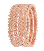 9blings radiant harmony: set of 4 rose gold-plated beaded and cz stone fusion bangles