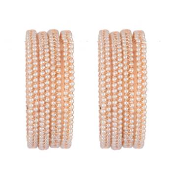  timeless elegance: set of 4 gold-plated pearl bangles 1