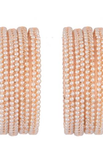  timeless elegance: set of 4 gold-plated pearl bangles