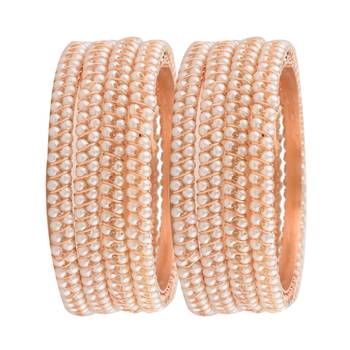  timeless elegance: set of 4 gold-plated pearl bangles 2