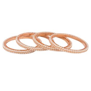  timeless elegance: set of 4 gold-plated pearl bangles 3