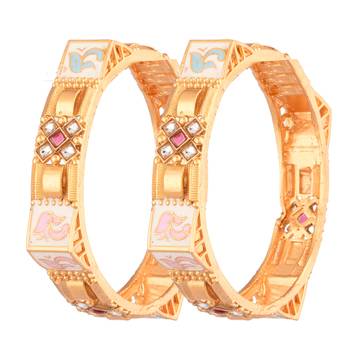  gold-plated fusion of meenakari and stone 2 piece kada bangle set 1