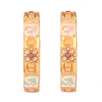  gold-plated fusion of meenakari and stone 2 piece kada bangle set 3