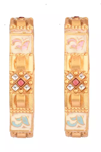  gold-plated fusion of meenakari and stone 2 piece kada bangle set