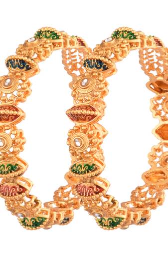  gold-plated meenakari work bangles - set of 2