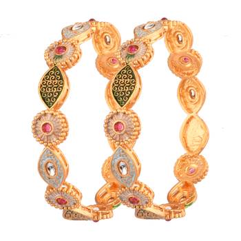  radiant heritage: gold-plated meenakari design bangles - set of 2 1