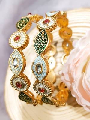  radiant heritage: gold-plated meenakari design bangles - set of 2 2