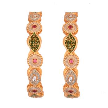  radiant heritage: gold-plated meenakari design bangles - set of 2 3