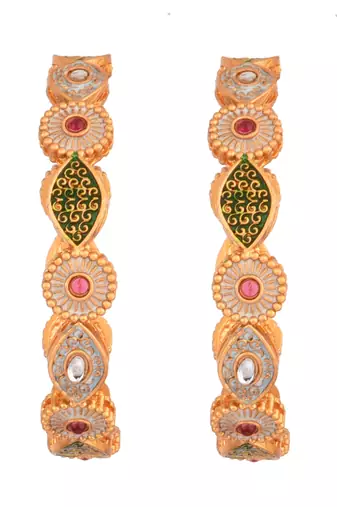  radiant heritage: gold-plated meenakari design bangles - set of 2