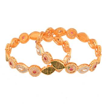  radiant heritage: gold-plated meenakari design bangles - set of 2 4