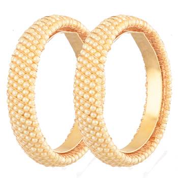  pearlescent elegance: adorned with pearls gold-plated 2 piece kada bangle set 1
