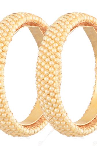  pearlescent elegance: adorned with pearls gold-plated 2 piece kada bangle set