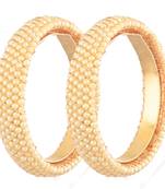 pearlescent elegance: adorned with pearls gold-plated 2 piece kada bangle set
