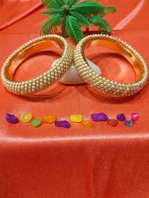  pearlescent elegance: adorned with pearls gold-plated 2 piece kada bangle set 2